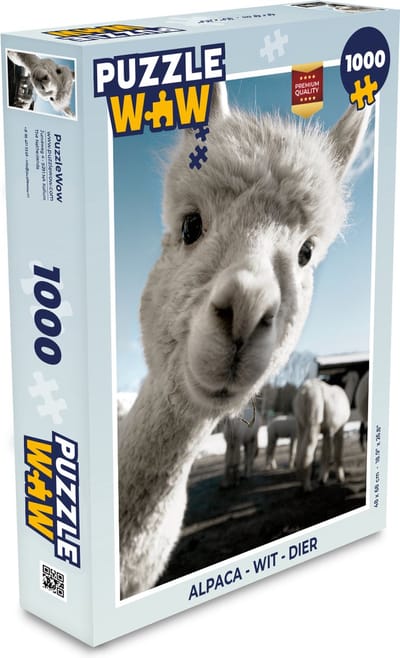 Puzzel Alpaca - Wit - Dier - Legpuzzel - Puzzel 1000 stukjes volwassenen