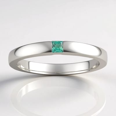 Cavill - Gouden ring 375 witgoud - Alexandriet 0,068 ct princess geslepen - Minimalistisch design - Exclusieve ring dames 17/18