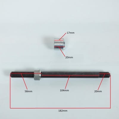 Achterwielas GIANNELLI voor Bromfiets Peugeot 50 103 vóór 2020 D12mm 182mm / Leleu baton Nieuw