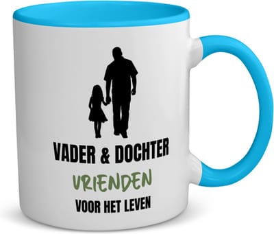 Akyol - vader en dochter koffiemok - theemok - blauw - Liefde - vrienden - verjaardagscadeau - cadeau voor vader/dochter - gift - kado - 350 ML inhoud