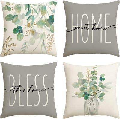 Famanu - Set van 4 decoratieve kussenslopen voor de zomer, 45 x 45 cm, decoratie voor bank, slaapkamer, woonkamer