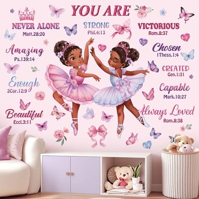 Dailygoods- Muursticker Ballerina - Muurstickers Kinderkamer - Wanddecoratie Babykamer - Duurzaam PVC - Waterdicht - Eenvoudig aan te brengen