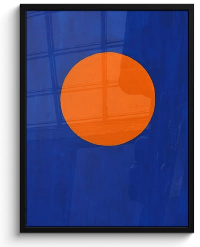 Poster in lijst - Fotolijst 60x80 cm - Posters - Vorm - Rond - Minimalistisch - Blauw - Posterlijst zwart - Decoratie - Wanddecoratie woonkamer - Muurdecoratie slaapkamer