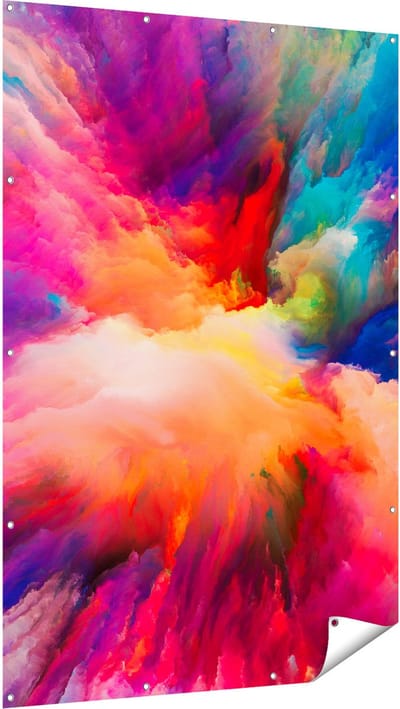 Gards Tuinposter Abstracte Kunst van Kleuren Verf - 120x180 cm - Tuindoek - Tuindecoratie - Wanddecoratie buiten - Tuinschilderij