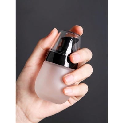 Contenant Cosmétique Rechargeable, Bouteille en Verre avec Bouchon pour Lotion et Crème Contenant de Rangement de Voyage, Flacon Distributeur Portable pour Produit de Soin de la Peau Black-30ML