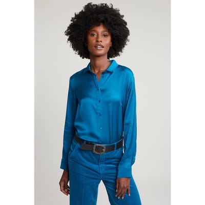 River Woods Petrol Classic Blouse Size: 34 | Blouses Outlet | Dames | Blauw
