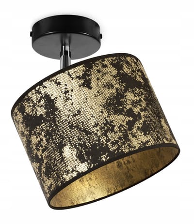 Light-Home WERONA – Hanglamp/Wandlamp – Stoffen Kap 20 cm – Zwart/Goud – Modern