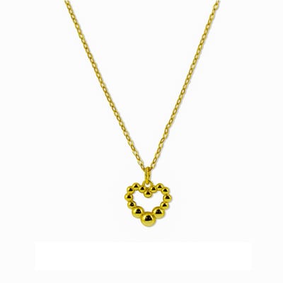New Bling - 9NB-1383 - ketting met bolletjes hart - 925 sterling silver - gold plated - 45cm + 5cm