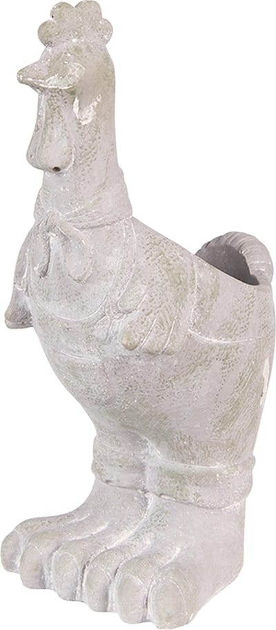 Bloempot voor Binnen – Grijs – Rustieke Pot – 11x10x26 cm – Steen – Kipmotief