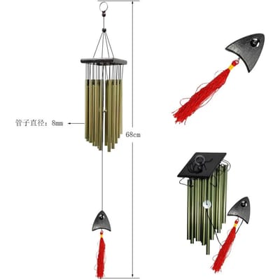 carillon éolien créatif 16 tubes grandes cloches carillons éoliens chapelle décoration intérieure pour jardin décoration extérieure cadeaux de décoration intérieure black