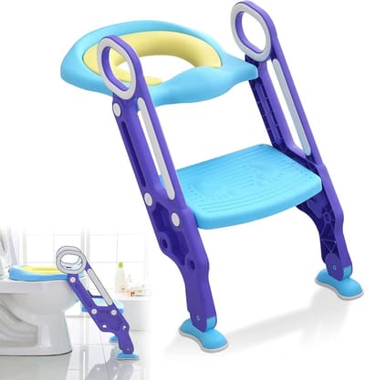 Kinder Toiletbril - Toilettrainer met trap - Zelfstandig naar toilet - In hoogte verstelbaar - 60 x 36 cm