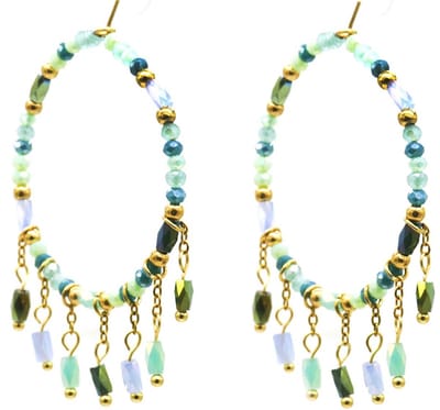 Oorbellen met Glaskralen - Oorhangers - RVS - 4x5,5 cm - Blauw
