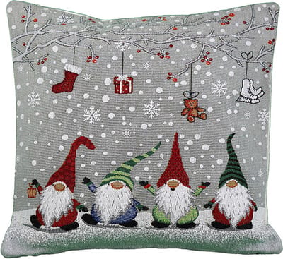 Kussenhoes - Gobelinstof - Kerst - Wichtels - Kabouters - Cadeautjes - 40 x 40 cm