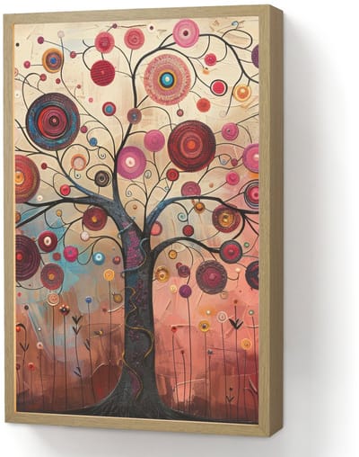 Wandlamp 40x60 cm - Oplaadbaar - Boom - Paars - Abstract - Kunst - Wandlampen binnen woonkamer - Slaapkamer lamp - Decoratieve nachtlamp - Vloerlamp draadloos