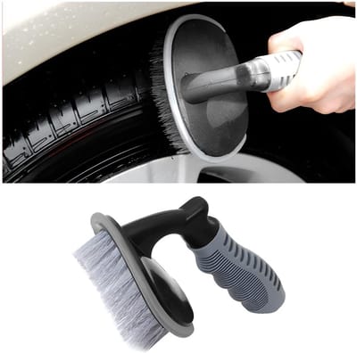Dailygoods - Autobandenborstel - Velgenborstel - T-vorm - Grijs - Wielreiniger - Autoverzorging - Geschikt voor motorfiets - 1 stuk