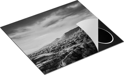Chefcare Inductie Beschermer Woestijn Landschap met Zonsondergang - Zwart Wit - 60x50 cm - Afdekplaat Inductie - Kookplaat Beschermer - Inductie Mat