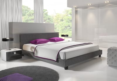 Meubella - Tweepersoonsbed George - Grijs - Stof - 160x200 cm