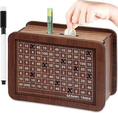 Spaarpot volwassenen - Spaarpot - Spaarpotten - Sparen met een doel - Van hout - Tot €1000 - Herbruikbaar - Jongen & Meisje - Must have voor grote spaarders!