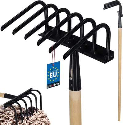 Tuinhak met steel - Onkruidhak grondklauw - Tuin onderhouden - Zes stevige tanden - 120 cm steel - Hout metaal