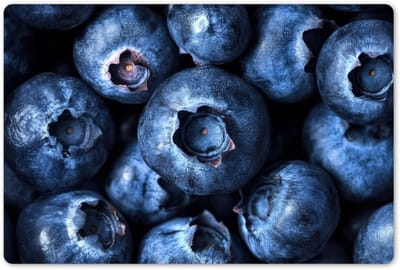 Placemats 45x30 cm - Placemat kunststof - 1 stuk - Bessen - Blauw - Fruit - Borden onderleggers - Decoratie voor op tafel - Keuken tafeldecoratie accessoires - Vinyl onderlegger - Tafelversiering