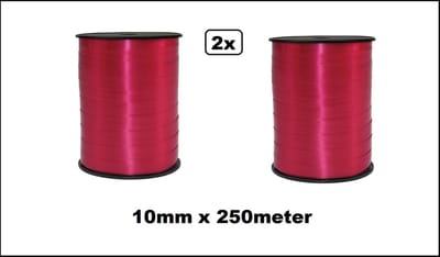 2x Krullint bordeauxrood 10mm x 250meter - krul lint thema feest decoratie kado kado gold verjaardag