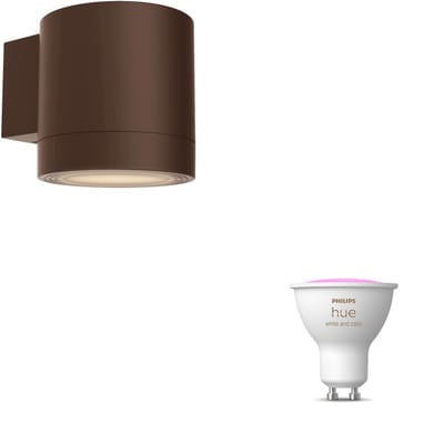 Philips Hue Fylx Wandlamp voor Buiten Down (Bruin) - Buitenlamp - GU10 - Wit en Gekleurd Licht - Hue White and Color Ambiance