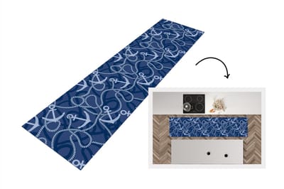 Keukenloper - Loper keuken - Patronen - Anker - Touw - 200x50 cm - Keukenloper vinyl