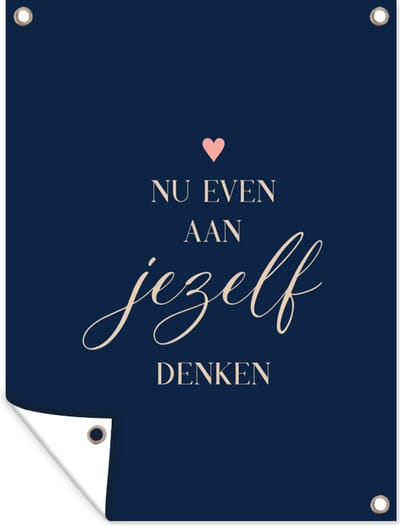 Muurdecoratie buiten Get well soon - Quotes - Hartjes - Denken - 120x160 cm - Tuindoek