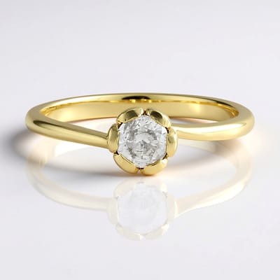 Cavill - Elegante gouden ring 9K geelgoud 375 met 0,34 ct ronde briljant I3 H diamant - Luxe minimalistische diamond ring dames