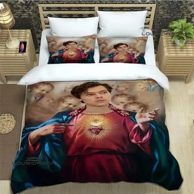 Singer H-Harry-Styles Beddengoedsets prachtige bedbenodigdhedenset dekbedovertrek beddekbedset beddengoedset luxe verjaardagscadeau EU Single 135x200cm