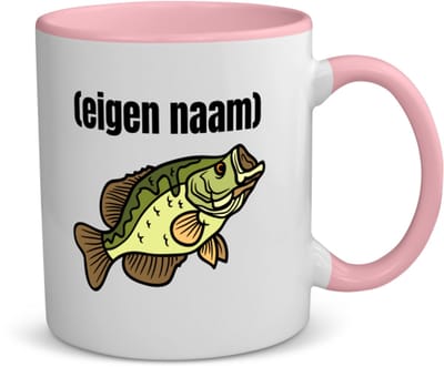 Akyol - vis met eigen naam koffiemok - theemok - roze - Vis - vissen liefhebbers - iemand die houdt van vissen - verjaardag - cadeau - kado - 350 ML inhoud