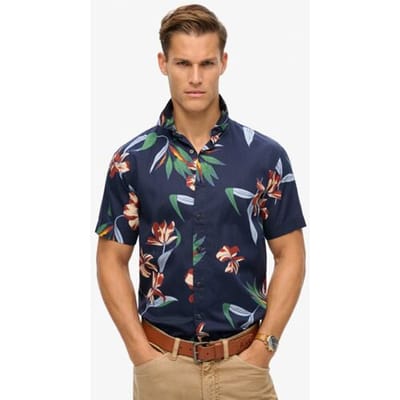 Superdry Vintage Hawaiian S/S Shirt Heren T-shirt - Donkerblauw - Maat XL