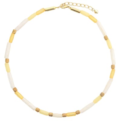 Behave – ketting – geel wit – goudkleurig – kralen – lichtgewicht – zomerstijl