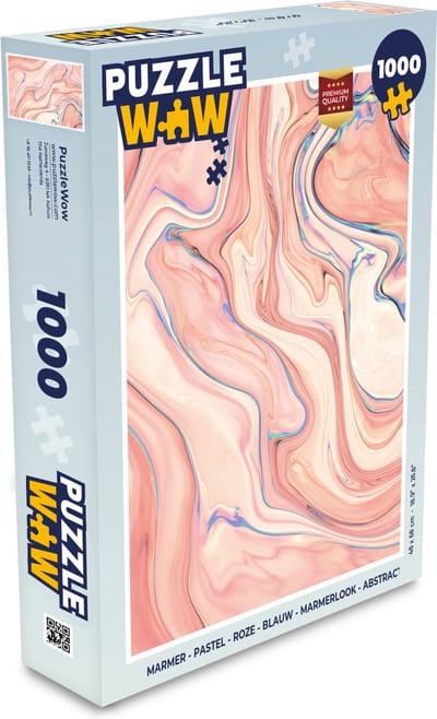 Puzzel Marmer - Pastel - Roze - Blauw - Marmerlook - Abstract - Legpuzzel - Puzzel 1000 stukjes volwassenen