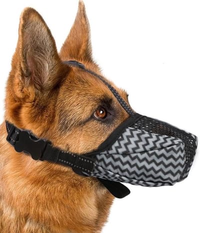 Zachte hondenmuilkorf met verstelbare ring voor kleine en middelgrote honden - bijtpreventie, ademend en comfortabel, grijs