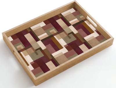 Dienblad hout 50x35 cm - Schootdienblad - Modern - Geometrie - Kleurrijk - Borrelplank rechthoek - Plateau dienbladen