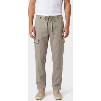 GUESS  Eco Fletcher Linen Cargo Sage Plant Multi Size: W29 | Cargo Pants Outlet | Heren | Grijs