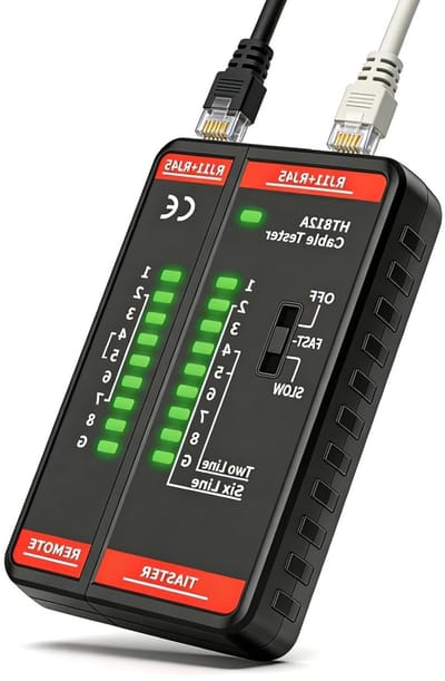 Netwerktester voor RJ45 en RJ11 - Ethernet Kabel Tester en Doorlaat Tester voor Netwerk- en Telefoonkabels