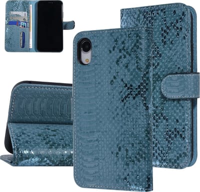 UNIQ Accessory Turquoise Slangenleer hoesje voor iPhone XR - Book Case