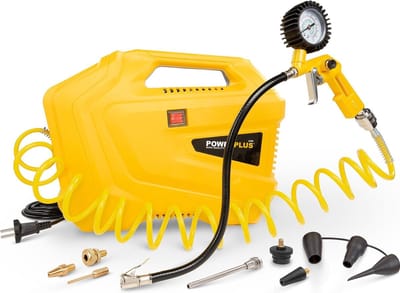 Powerplus POWX1706 Compressor - Luchtcompressor van 1100W, 8 bar, 3m slang - Incl. 11 accessoires