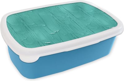 Broodtrommel Blauw - Lunchbox - Brooddoos - Verf - Patronen - Turquoise - 18x12x6 cm - Kinderen - Jongen