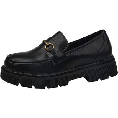 Loafers Dames Herfst Dikke Zool Retro Britse Stijl Enkele Schoenen Werk Zwart Dikke Hak Kleine Leren Schoenen Mary Jane Dames Schoenen Herfst 40 zwart