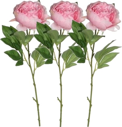 3x stuks roze pioenroos/rozen kunstbloemen 76 cm - Kunstbloemen boeketten - Huis of kantoor