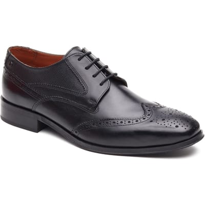 Base London Steeple Brogue Leer Heren Zwarte Brogues Schoenen