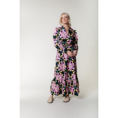 Colourful Rebel Davina Graphic Flower Maxi Dress Ls Candy Pink Maat: S | Maxi Jurken Outlet | Dames | Roze