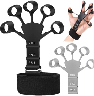 Handtrainers - 2-delige griptrainer - dubbelzijdige vingertrainer en handkrachttrainer voor handtherapie, rotsklimmen - verlicht pijn veroorzaakt door artritis en carpaal tunnelsyndroom (kleur: zwart, grijs)