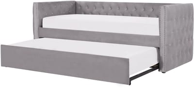 GASSIN - Onderschuifbed - Grijs - 90 x 200 cm - Fluweel