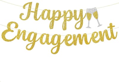 Gelukkige Verloving Banner Set van 2 Stuks, Feestdecoratie voor Bruiloften en Festivals, Perfect voor Kerst en Feestelijke Gelegenheden