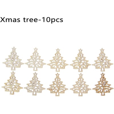 1 pièce Nouvelles Tranches de Bois Artisanat Arbre de Noël avec Étoile d'Arbre de Noël en Bois Créatif Ornements de Noël Décorations de Fête à la Maison