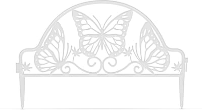 10x Tuinborder / Gazonrand / Tuinafzetting – Kunststof Tuinhek met Vlinderpatroon – 48 x 31 cm – Zwart – 10 Stuks – Flexibel en Koppelbaar – Voor Bloembedden, Gazon en Tuinpaden [11464WH]